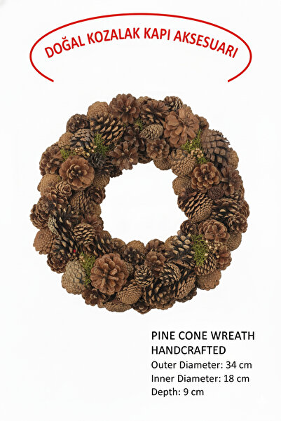 Lider MAGNESİA ÇAM KOZALAK KAPI SÜSÜ DOĞAL 35 CM DOĞAL RENKLER