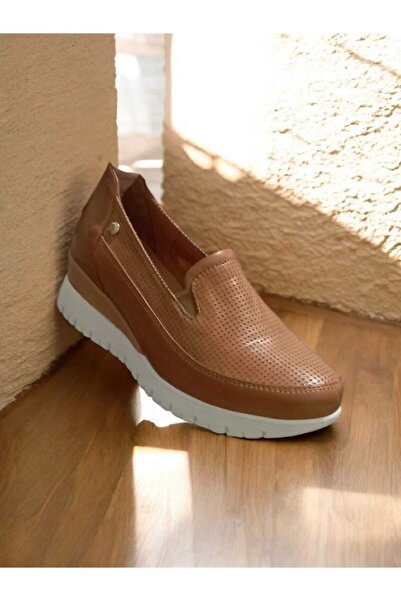 Mammamia En-3545-En Genuine Leather Laser Print Patterned Flat Heel Orthopedic Shoes