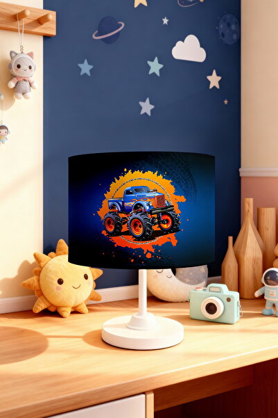 EVPANYA Red Fire Monster Truck Patterned Children's Room Lampshade