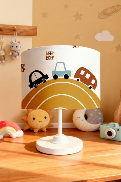 EVPANYA Beep Beep Cars Patterned Children's Room Lampshade