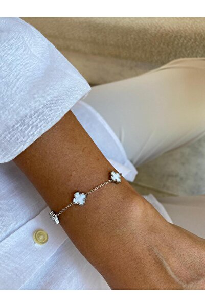 stainless steell Stoned Gold Two-Way Clover Van Cleff Mini Size Steel Bracelet