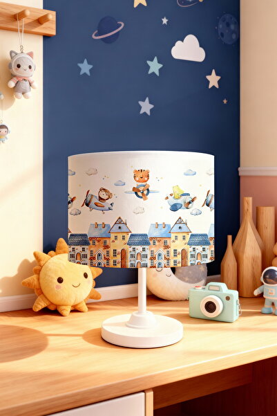 EVPANYA Pilots in the Town Patterned Children's Room Lampshade