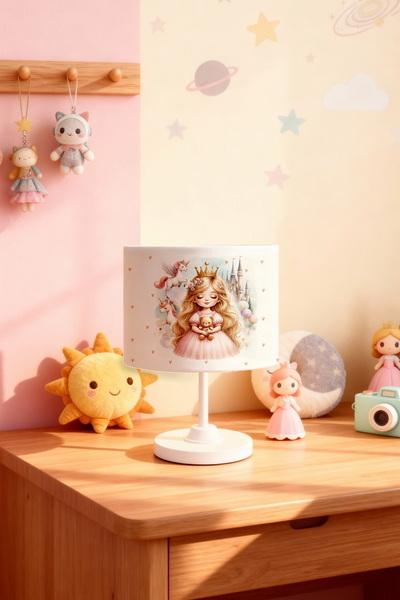 EVPANYA Golden Haired Princess Patterned Children's Room Lampshade