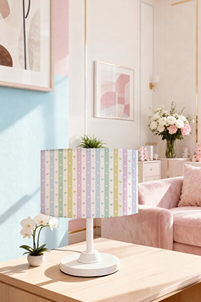 EVPANYA Striped Colorful Hearts Patterned Children's Room Lampshade