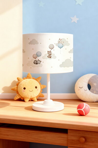 EVPANYA Creamy Blue Balloon Animals Patterned Children's Room Lampshade