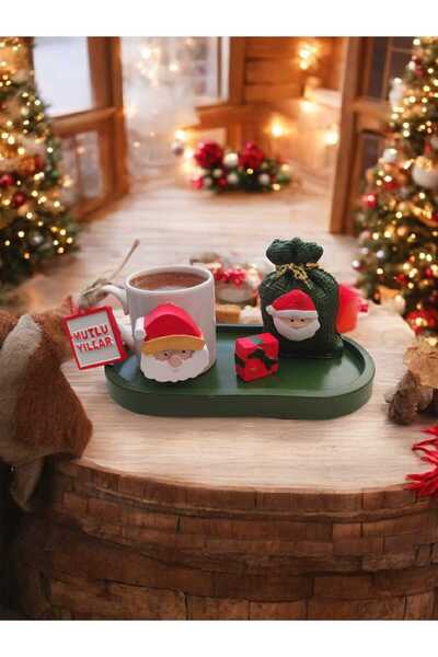 RivelCandle Mutlu Yıllar Konseptli El Yapımı Görünümlü Dekoratif Kahve Fincan...