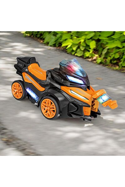 OEM 4-wheel motorcycle, LED light and sound, 360° rotation, 3 multi-colored mini motorcycles included