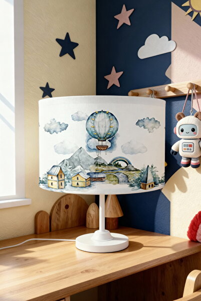 EVPANYA عاكس الضوء لغرفة الأطفال بنمط البالون الطائر الأزرق والمنازل