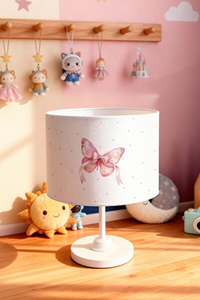 EVPANYA Pink Polka Dot Butterfly Patterned Children's Room Lampshade