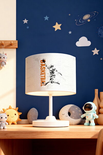 EVPANYA Orange Gray Basketball Player Patterned Children's Room Lampshade