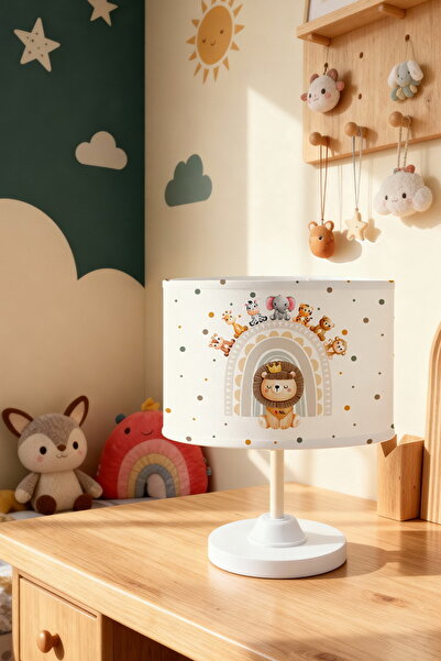 EVPANYA Cream Rainbow Safari Patterned Children's Room Lampshade