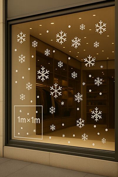 REF White Snowflakes Glass Sticker – New Year Showcase Decoration