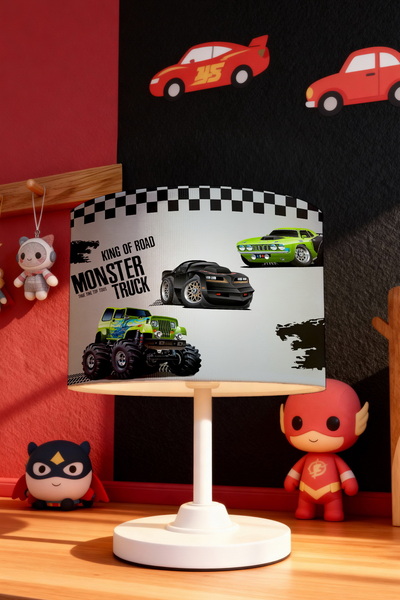 EVPANYA Black Monster Truck Patterned Children's Room Lampshade