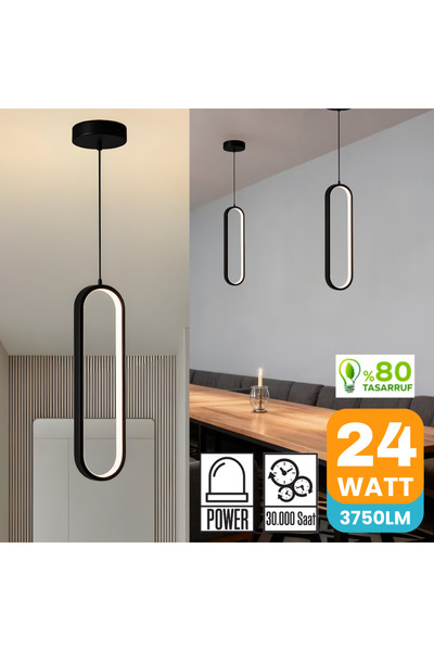 Elektroyou Ovis Siyah Beyaz Işık Ledli Modern Sarkıt Led Avize