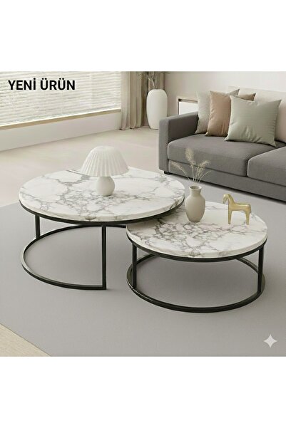 EDMONDA EV AKSESUAR ULTRA LÜX ORTA SEHPA İKİLİ ORTA SEHPA METAL SEHPA