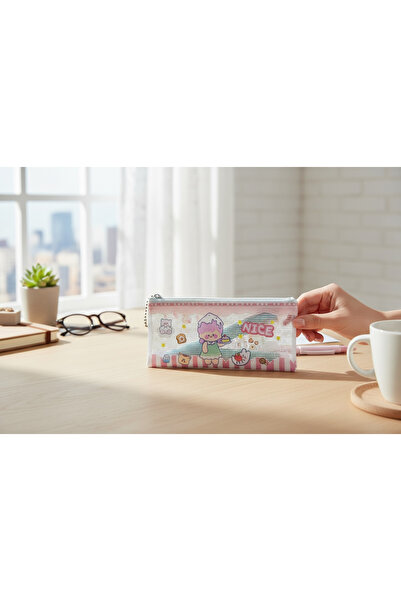 kadınelishop Çizgifilm karakterli şeffaf kalemlik ve masa üstü düzenleyici