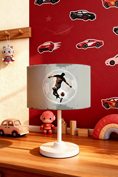 EVPANYA Gray Sparkling Football Player Patterned Children's Room Lampshade