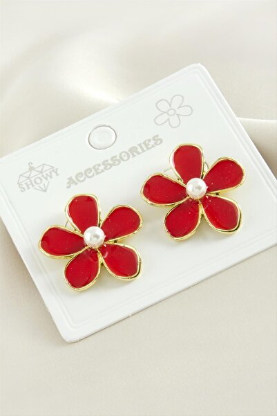 Marsilyan Flower Pearl Enamel Earrings