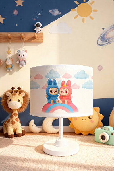 EVPANYA عاكس الضوء لغرفة الأطفال بنمط قوس قزح باللون الأزرق والوردي