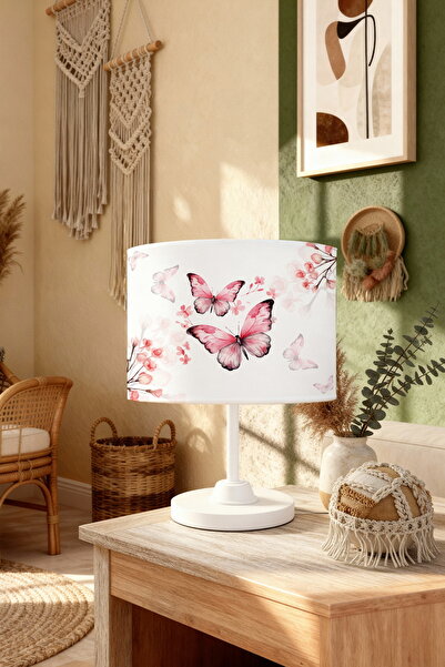 EVPANYA Pink Butterflies Patterned Children's Room Lampshade