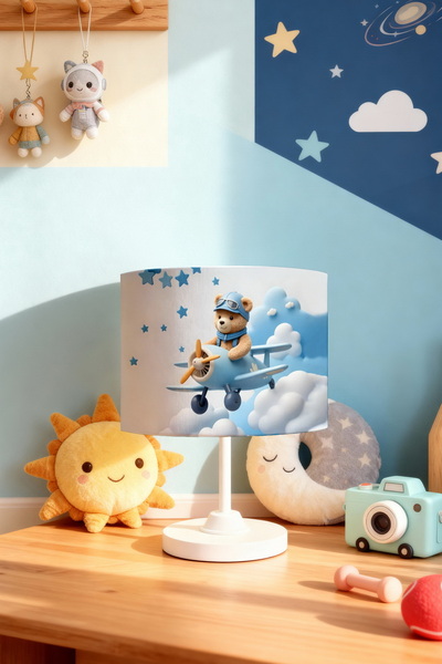 EVPANYA Blue Cloudy Pilot Patterned Children's Room Lampshade