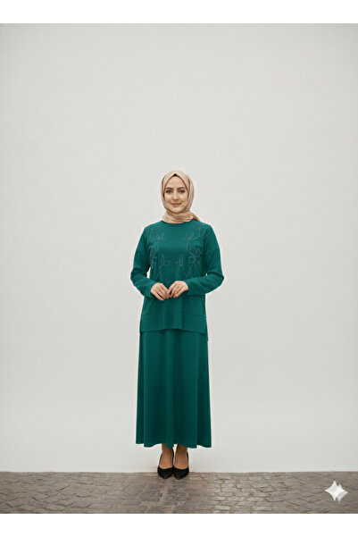 ribana Γυναικείο φούτερ με λαιμόκοψη ποδηλάτου, κέντημα λουλουδιών και λεπτομ...