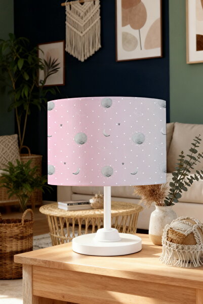 EVPANYA Pink Gray Space Patterned Children's Room Lampshade