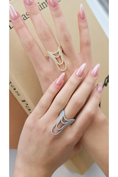 SU PERİSİ TAKI BİJUTERİ خاتم بتصميم حجر الزركون الذهبي الكامل القابل للتعديل