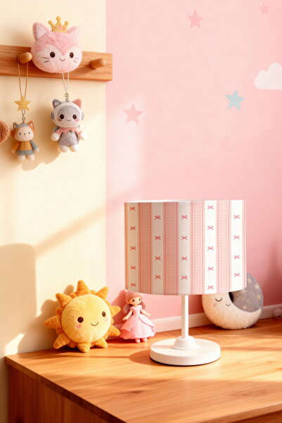 EVPANYA Striped Pink Bows Patterned Children's Room Lampshade