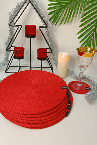 ozhomedesing HASIR YILBAŞI KONSEPTLİ 6’LI AMERİKAN SUPLA TAKIMI KIRMIZI RENK