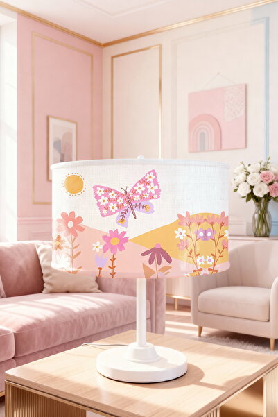 EVPANYA Daisy Pink Butterfly Patterned Children's Room Lampshade