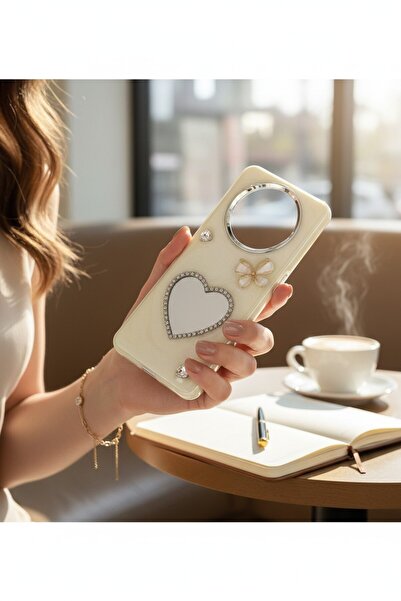 batuteknoloji Realme 11 Pro 5G-Realme 11 Pro Plus Aynalı Taşlı Fiyonklu Kabartma Yüzeyli Lady BTU Silikon Kapak