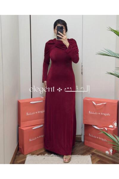 Elegent فستان سهرة لون توتي بكشكشة أنيقة وجذابة