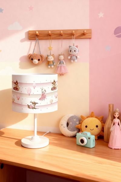 EVPANYA Crown Pink Rabbit Patterned Children's Room Lampshade