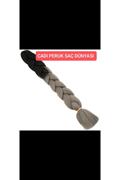 Cadı Peruk Siyah gri ombreli Afrika örgüsü saç 120 Gr