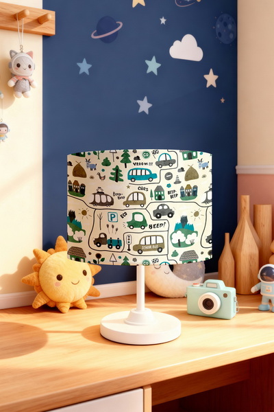 EVPANYA عاكس الضوء لغرفة الأطفال بنمط السيارات في حركة المرور