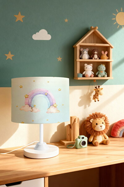 EVPANYA عاكس الضوء لغرفة الأطفال بنمط قوس قزح باللون الأزرق الفاتح