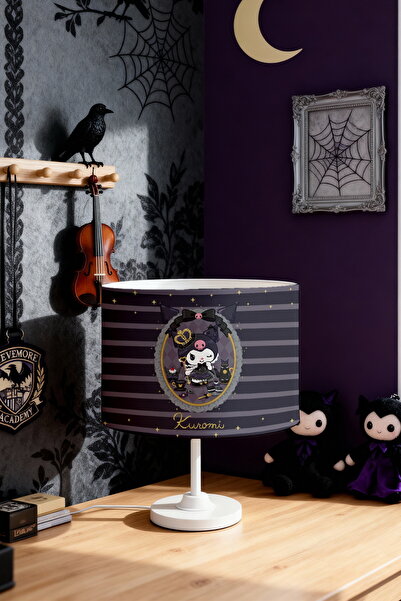 EVPANYA Gold Striped Kuromi Patterned Children's Room Lampshade