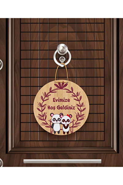 M&H Quality Ornament decorativ pentru ușă din lemn, cu scrisul „Bine ați veni...