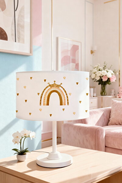 EVPANYA Glitter Crown Rainbow Patterned Children's Room Lampshade