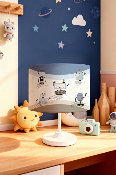 EVPANYA عاكس الضوء لغرفة الأطفال بنمط الروبوتات ذات الخطوط الزرقاء