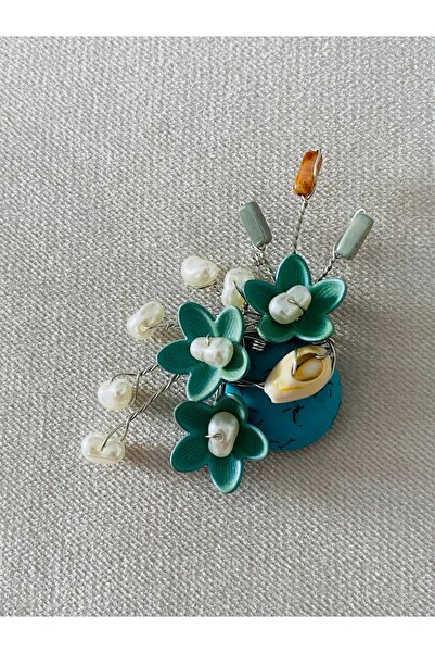 Neel butik Turkuaz Taşlı Tasarım Broş