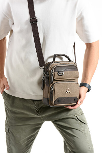 KIRASE Geantă pentru bărbați din seria Canvas, de dimensiuni mari, cu mai mul...