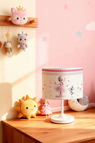 EVPANYA Pink Ballerina Elsa Patterned Children's Room Lampshade