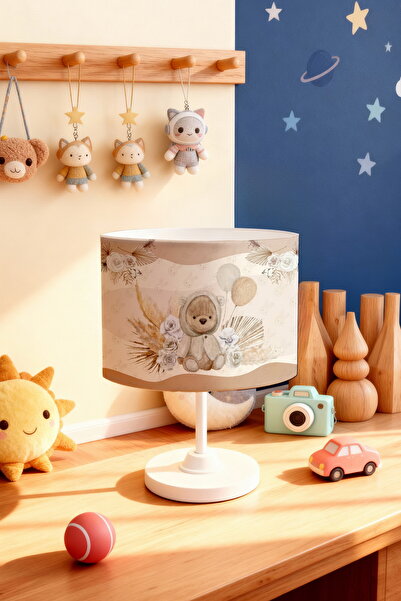 EVPANYA Cream Teddy Bear Patterned Children's Room Lampshade