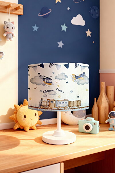 EVPANYA Helicopter in the Blue Clouds Patterned Children's Room Lampshade