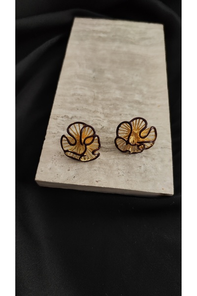 Desire Gold Renkli Çiçek Detaylı Kadın Küpe