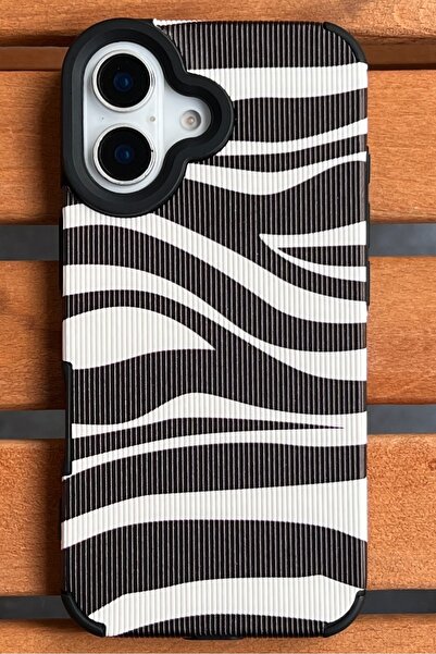 EDELFU آيفون 17 - حافظة سوداء بنمط الحمار الوحشي ذات ملمس مخملي غير قابلة للت...