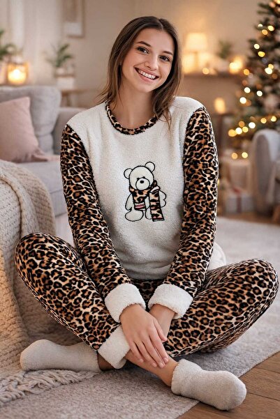 ANATOLIATEKSTILE Pijamale Damă Fleece Călduroase – Model Printat, Set Bluza +...