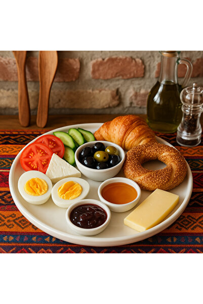Tekbir PORSELEN YUVARLAK KAHVALTI VE SERVİS TABAĞI 23 CM